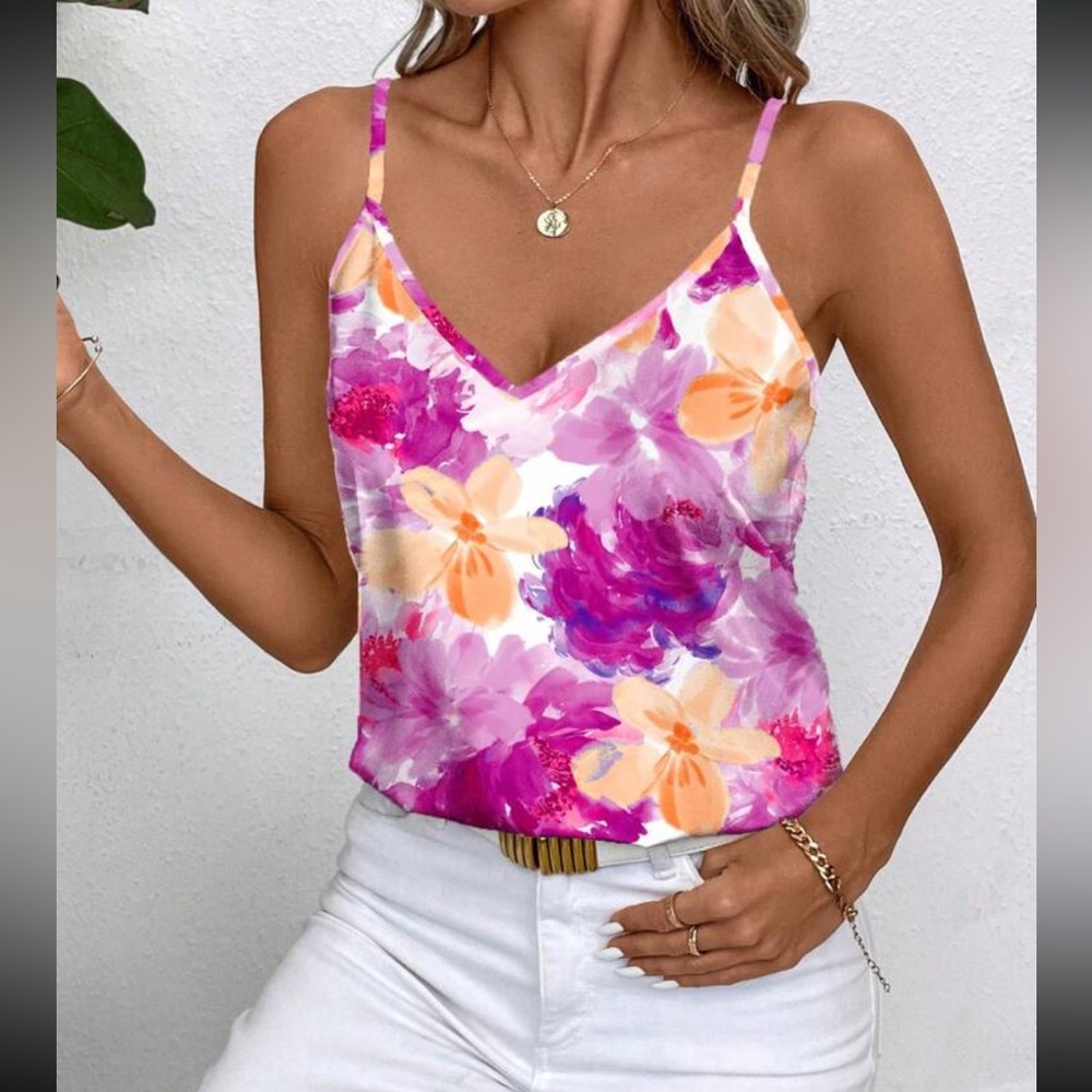 Floral Orange Purple Camisole Top